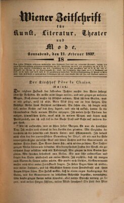 Wiener Zeitschrift für Kunst, Literatur, Theater und Mode Samstag 11. Februar 1837