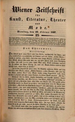 Wiener Zeitschrift für Kunst, Literatur, Theater und Mode Dienstag 28. Februar 1837