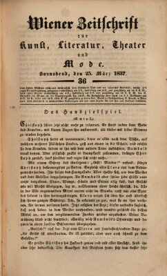 Wiener Zeitschrift für Kunst, Literatur, Theater und Mode Samstag 25. März 1837