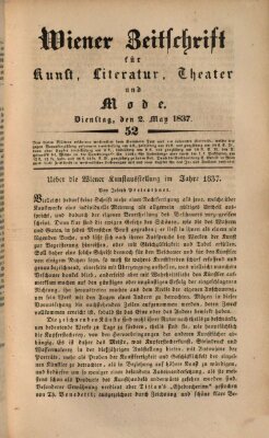 Wiener Zeitschrift für Kunst, Literatur, Theater und Mode Dienstag 2. Mai 1837