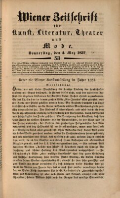 Wiener Zeitschrift für Kunst, Literatur, Theater und Mode Donnerstag 4. Mai 1837