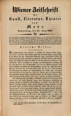 Wiener Zeitschrift für Kunst, Literatur, Theater und Mode Donnerstag 15. Juni 1837