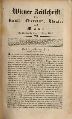 Wiener Zeitschrift für Kunst, Literatur, Theater und Mode Samstag 1. Juli 1837