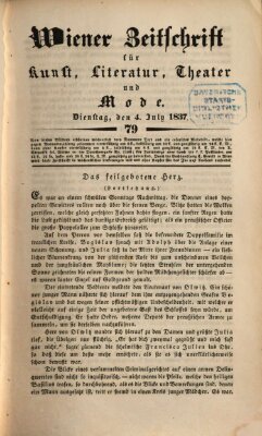 Wiener Zeitschrift für Kunst, Literatur, Theater und Mode Dienstag 4. Juli 1837