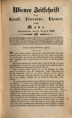 Wiener Zeitschrift für Kunst, Literatur, Theater und Mode Samstag 5. August 1837