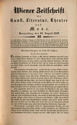 Wiener Zeitschrift für Kunst, Literatur, Theater und Mode Donnerstag 10. August 1837