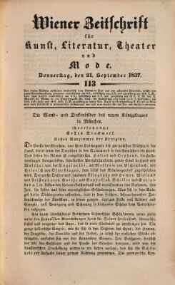 Wiener Zeitschrift für Kunst, Literatur, Theater und Mode Donnerstag 21. September 1837