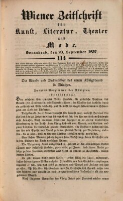 Wiener Zeitschrift für Kunst, Literatur, Theater und Mode Samstag 23. September 1837