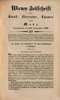 Wiener Zeitschrift für Kunst, Literatur, Theater und Mode Samstag 30. September 1837