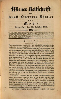 Wiener Zeitschrift für Kunst, Literatur, Theater und Mode Donnerstag 12. Oktober 1837