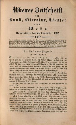 Wiener Zeitschrift für Kunst, Literatur, Theater und Mode Donnerstag 23. November 1837