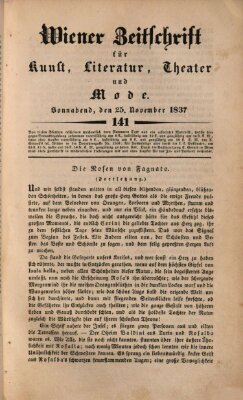 Wiener Zeitschrift für Kunst, Literatur, Theater und Mode Samstag 25. November 1837