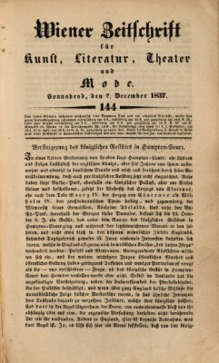 Wiener Zeitschrift für Kunst, Literatur, Theater und Mode Samstag 2. Dezember 1837