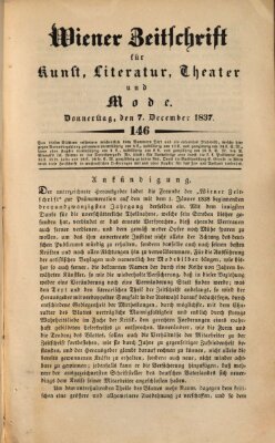 Wiener Zeitschrift für Kunst, Literatur, Theater und Mode Donnerstag 7. Dezember 1837