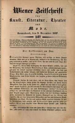 Wiener Zeitschrift für Kunst, Literatur, Theater und Mode Samstag 9. Dezember 1837