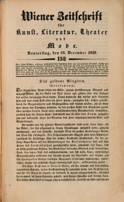 Wiener Zeitschrift für Kunst, Literatur, Theater und Mode Donnerstag 21. Dezember 1837