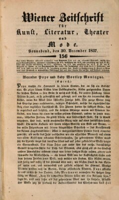 Wiener Zeitschrift für Kunst, Literatur, Theater und Mode Saturday 30. December 1837