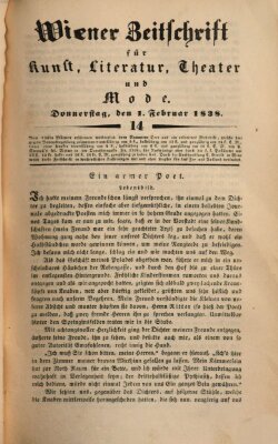 Wiener Zeitschrift für Kunst, Literatur, Theater und Mode Donnerstag 1. Februar 1838