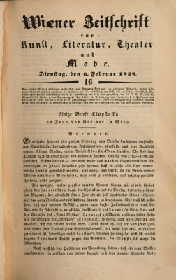 Wiener Zeitschrift für Kunst, Literatur, Theater und Mode Dienstag 6. Februar 1838