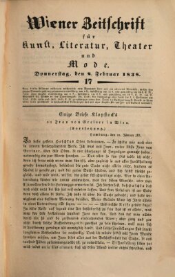 Wiener Zeitschrift für Kunst, Literatur, Theater und Mode Donnerstag 8. Februar 1838