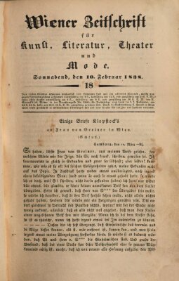 Wiener Zeitschrift für Kunst, Literatur, Theater und Mode Samstag 10. Februar 1838