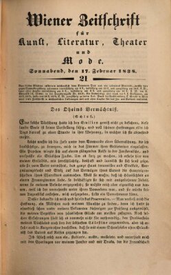 Wiener Zeitschrift für Kunst, Literatur, Theater und Mode Samstag 17. Februar 1838