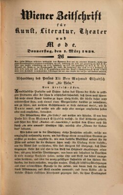 Wiener Zeitschrift für Kunst, Literatur, Theater und Mode Donnerstag 1. März 1838