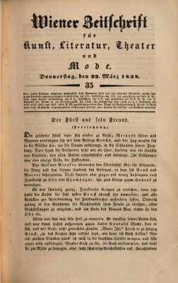 Wiener Zeitschrift für Kunst, Literatur, Theater und Mode Donnerstag 22. März 1838