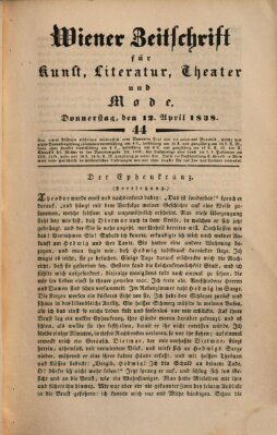 Wiener Zeitschrift für Kunst, Literatur, Theater und Mode Donnerstag 12. April 1838