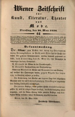 Wiener Zeitschrift für Kunst, Literatur, Theater und Mode Dienstag 29. Mai 1838