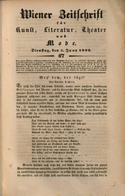 Wiener Zeitschrift für Kunst, Literatur, Theater und Mode Dienstag 5. Juni 1838