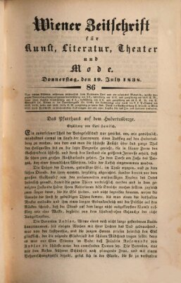 Wiener Zeitschrift für Kunst, Literatur, Theater und Mode Donnerstag 19. Juli 1838