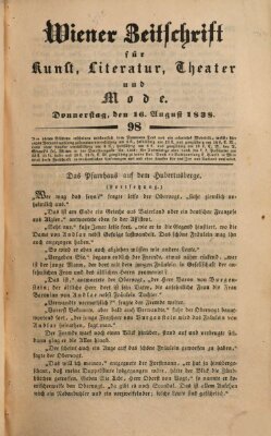 Wiener Zeitschrift für Kunst, Literatur, Theater und Mode Donnerstag 16. August 1838