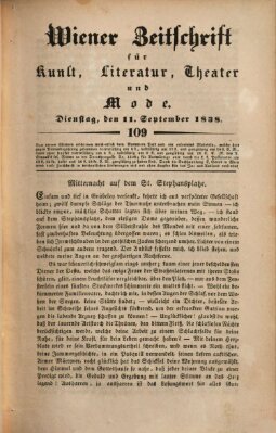 Wiener Zeitschrift für Kunst, Literatur, Theater und Mode Dienstag 11. September 1838