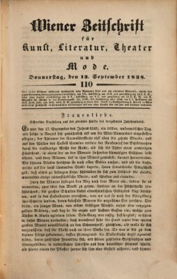 Wiener Zeitschrift für Kunst, Literatur, Theater und Mode Donnerstag 13. September 1838