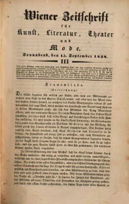 Wiener Zeitschrift für Kunst, Literatur, Theater und Mode Samstag 15. September 1838