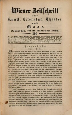 Wiener Zeitschrift für Kunst, Literatur, Theater und Mode Donnerstag 27. September 1838