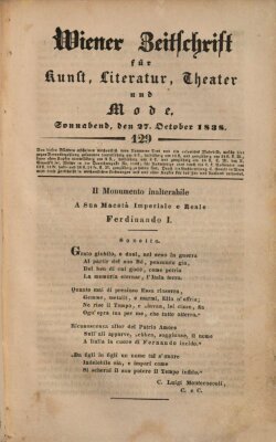 Wiener Zeitschrift für Kunst, Literatur, Theater und Mode Samstag 27. Oktober 1838