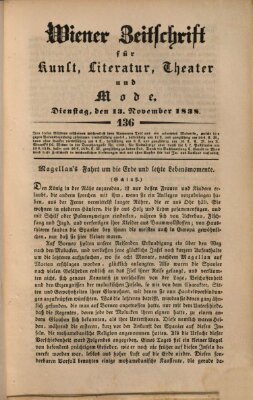 Wiener Zeitschrift für Kunst, Literatur, Theater und Mode Dienstag 13. November 1838