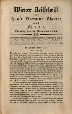 Wiener Zeitschrift für Kunst, Literatur, Theater und Mode Dienstag 27. November 1838