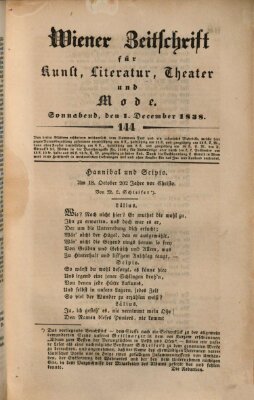 Wiener Zeitschrift für Kunst, Literatur, Theater und Mode Samstag 1. Dezember 1838