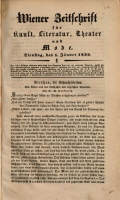 Wiener Zeitschrift für Kunst, Literatur, Theater und Mode Dienstag 1. Januar 1839