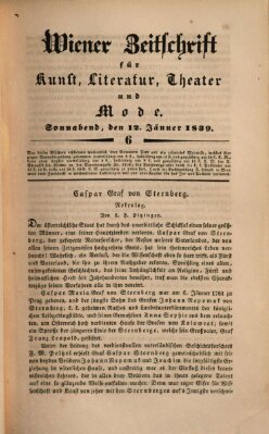 Wiener Zeitschrift für Kunst, Literatur, Theater und Mode Samstag 12. Januar 1839