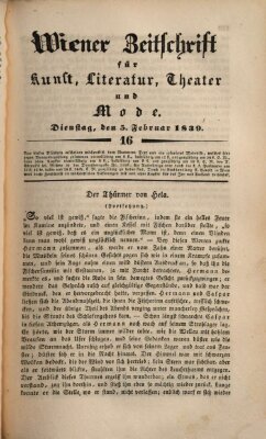 Wiener Zeitschrift für Kunst, Literatur, Theater und Mode Dienstag 5. Februar 1839