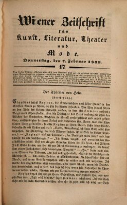 Wiener Zeitschrift für Kunst, Literatur, Theater und Mode Donnerstag 7. Februar 1839