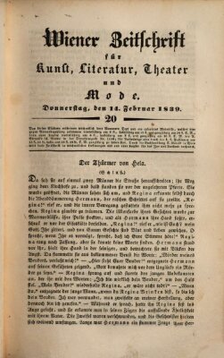 Wiener Zeitschrift für Kunst, Literatur, Theater und Mode Donnerstag 14. Februar 1839