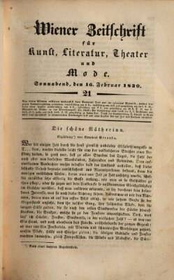 Wiener Zeitschrift für Kunst, Literatur, Theater und Mode Samstag 16. Februar 1839