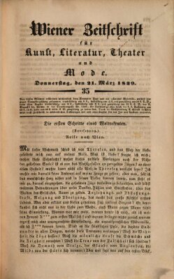 Wiener Zeitschrift für Kunst, Literatur, Theater und Mode Donnerstag 21. März 1839