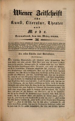 Wiener Zeitschrift für Kunst, Literatur, Theater und Mode Samstag 23. März 1839