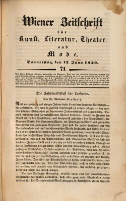 Wiener Zeitschrift für Kunst, Literatur, Theater und Mode Donnerstag 13. Juni 1839